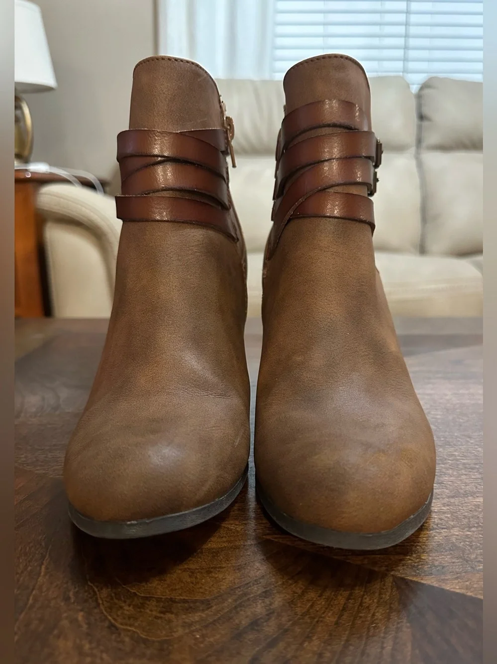 Madden Girl Women's Brown Ankle Booties with Buckle Straps